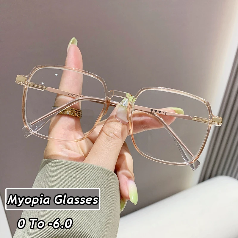 

Anti Blue Rays Myopia Glasses for Women Men Sqaure Finished Shortsighted Eyeglasses Office Computer Optical Myopia Eyewear