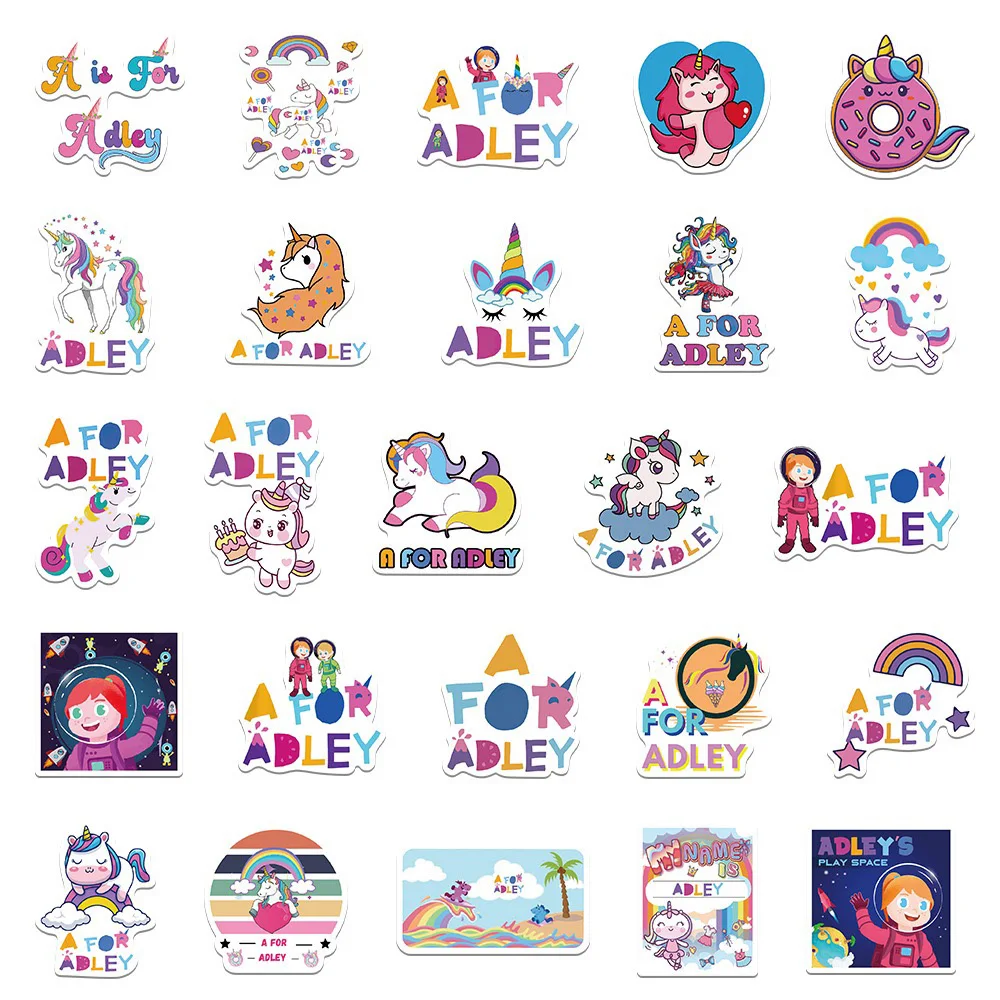 Cartoon Stickers 10/30/50PCS Cartoon Game Unicorn A for Adley Stickers DIY Phone Laptop Luggage Skateboard Graffiti Decals Kid Gift