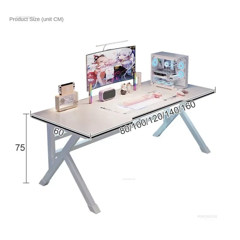 Simple White Computer Desks Desktop Home Office Desk and Chair Set Simple Bedroom Study Desks Modern E-sports Gaming Table M