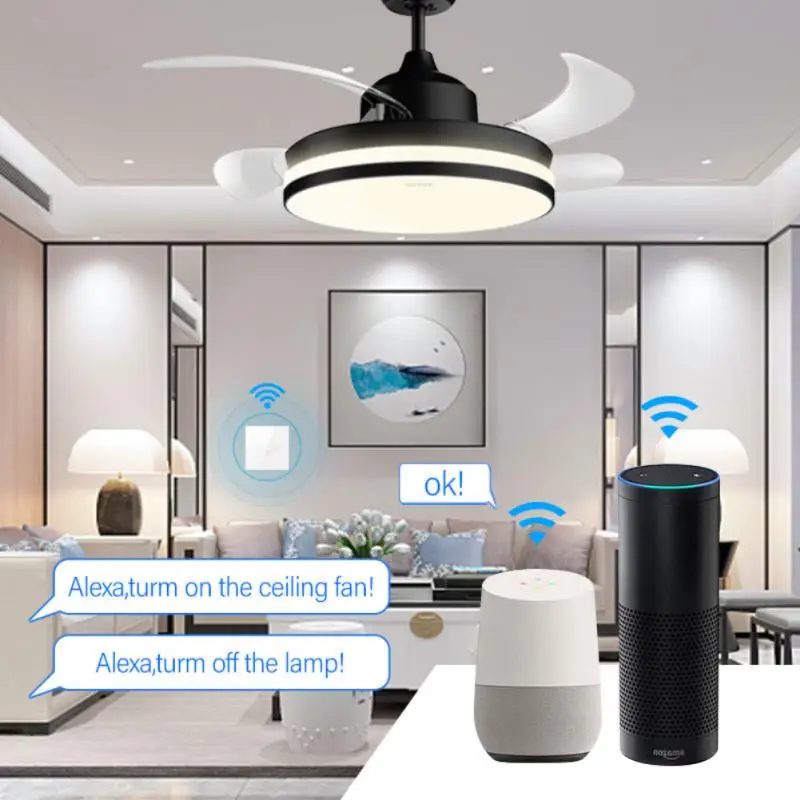 

Умный таймерный выключатель, работает с Alexa Home Eu/us Tuya, с дистанционным управлением через приложение Wi-Fi, умный Домашний Вентилятор, складной, горячая новинка