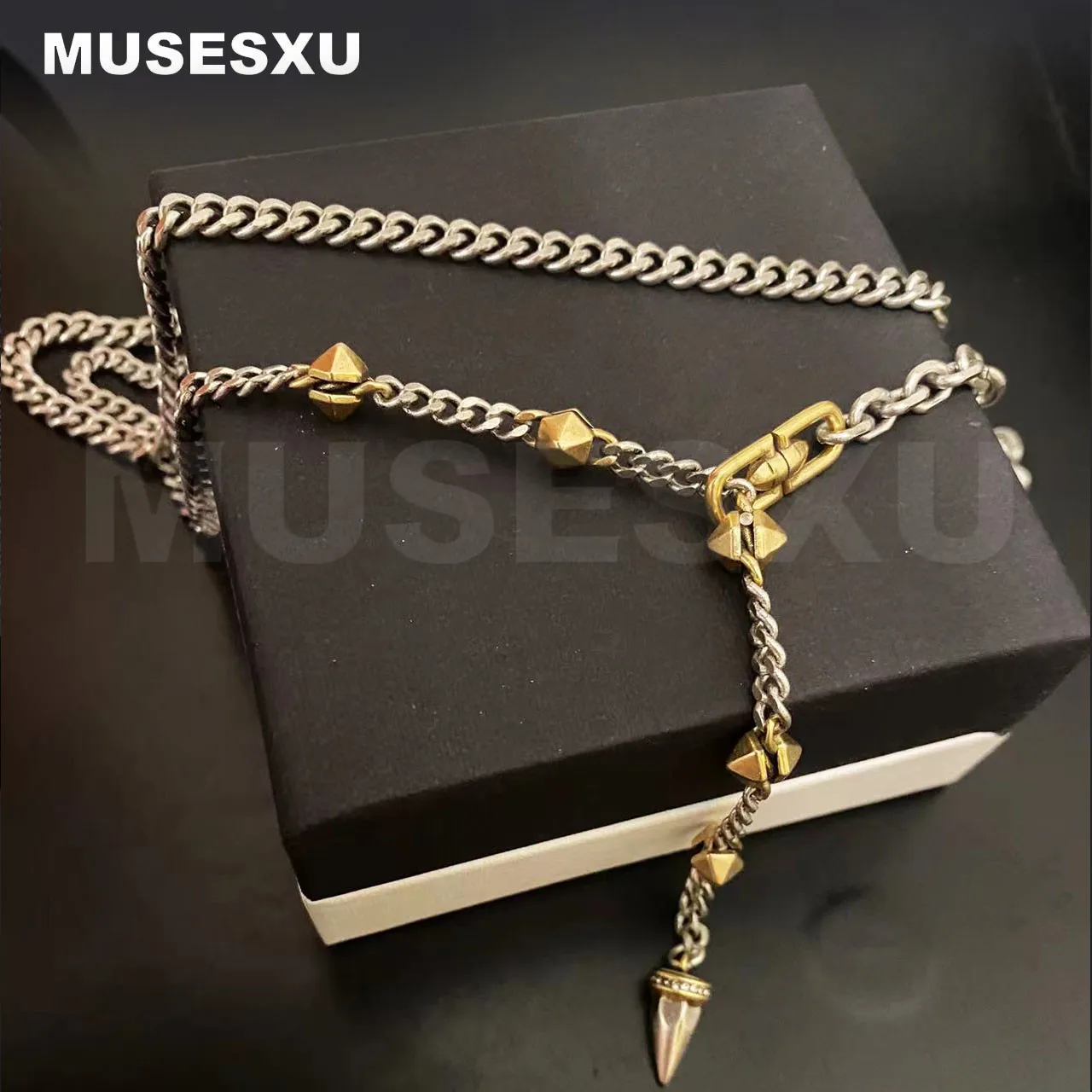 

Jewelry & Accessories Golden Willow Nail Bullet Double Chain Necklace For Woman's Party Gifts