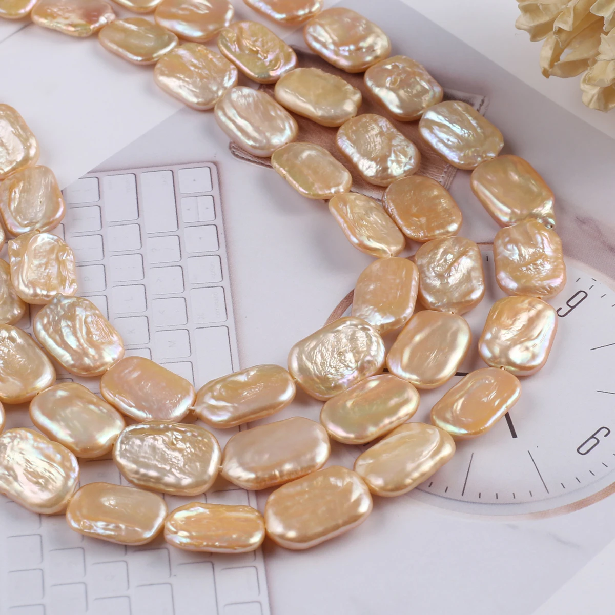 Orange Natural Freshwater Baroque Pearls Rectangle Beads DIY for Jewelry Making DIY Bracelet Necklace Earrings Accessories