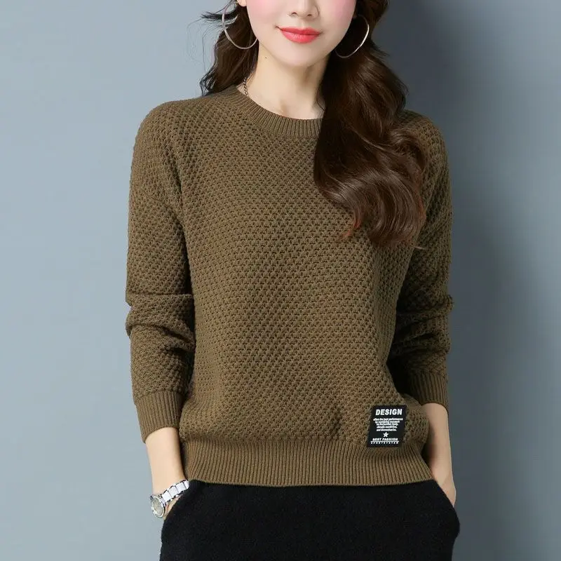 

Stylish Hollow Out Knitted Sweaters Autumn Winter Korean Loose Women's Clothing Long Sleeve Casual Patch Designs Loose Jumpers