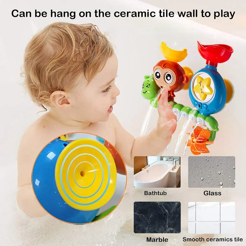 Baby Bath Toy Wall Sunction Cup Track Water Games Children Bathroom Monkey Caterpilla Bath Shower Toy for Kids Birthday Gifts 4
