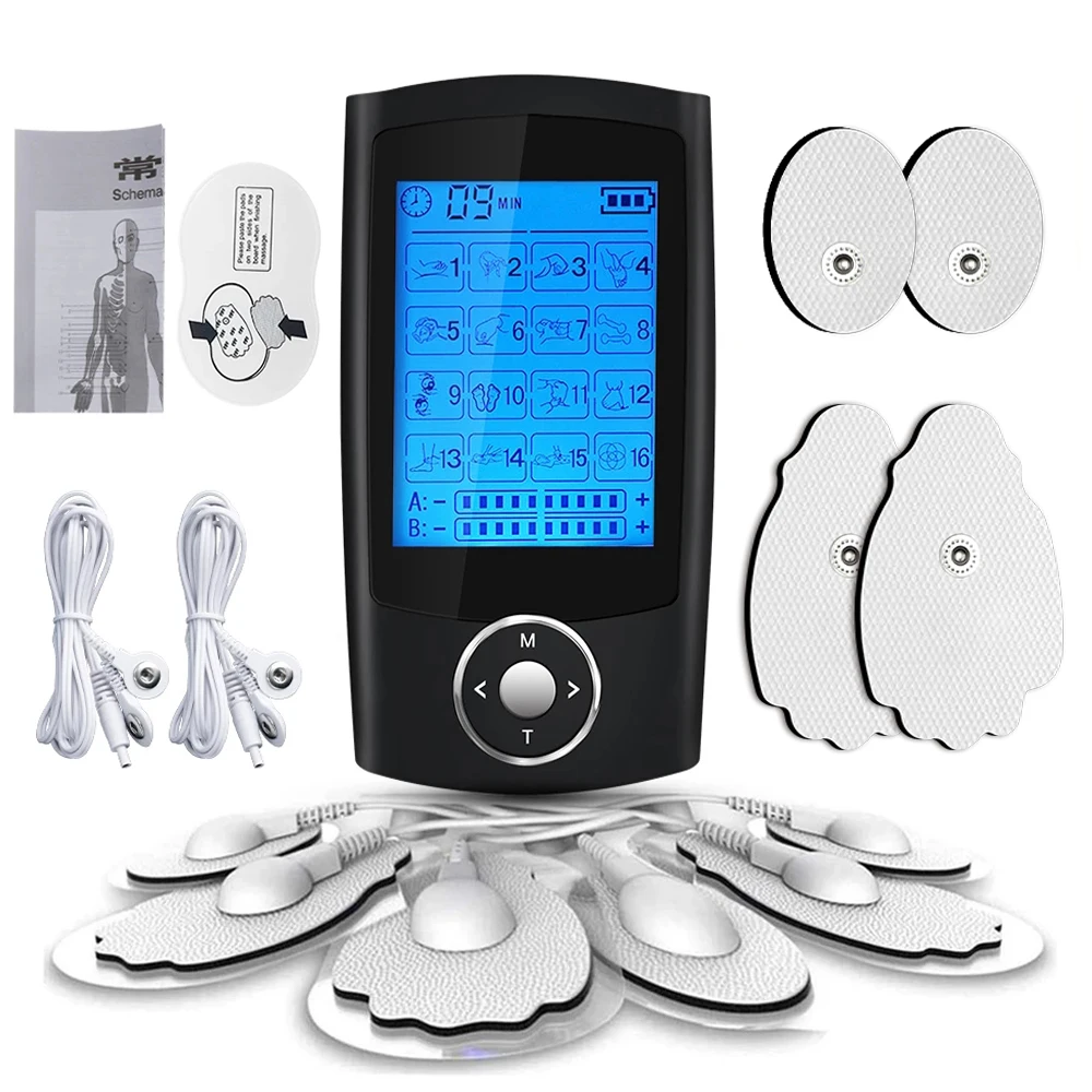 Rechargeable 16 Modes Electronic Pulse Massager EMS TENS Unit Muscle  Stimulator Pain Relief Therapy with 12pcs Electrode Pads - AliExpress