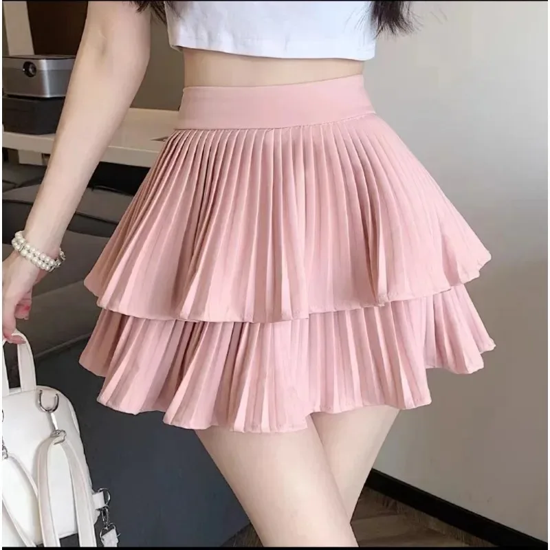 New Mini Skirt Cute Balletcore Elastic High Waist Ball Gown Ruffle Patchwork Lolita Skirt Short Korean Sweet Y2K Women Clothing