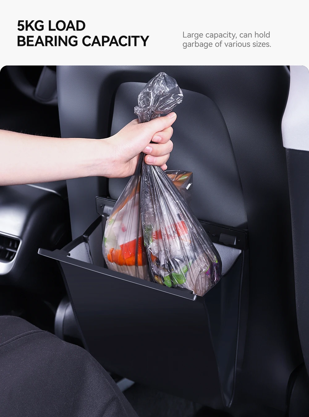 YZ For Tesla Model 3 Y Juniper Car Garbage Bag Waterproof Magnetic Adsorption Trash Can Back Seat Hanging PU Leather Storage Box