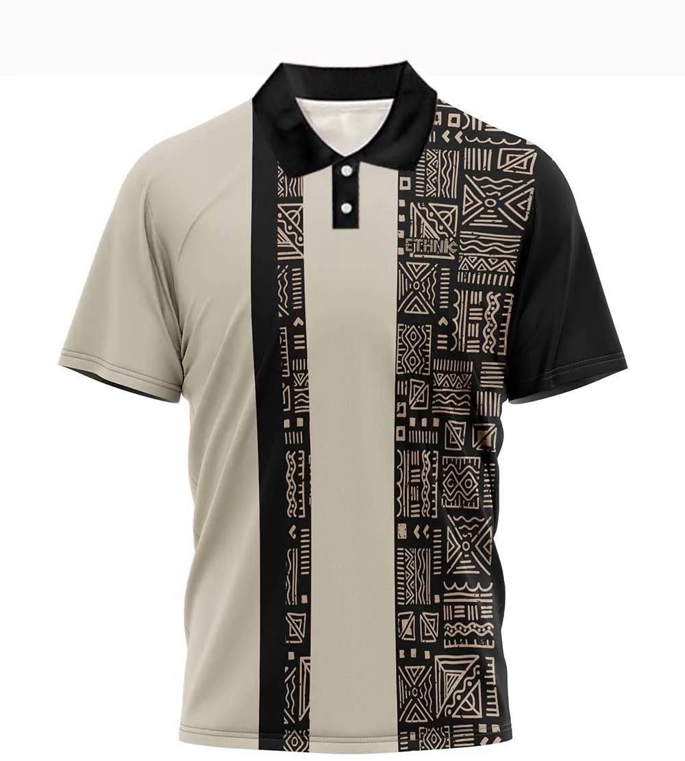 خمر العرقية نمط ثلاثية الأبعاد قميص بولو مطبوع للرجال موضة عادية كم قصير تيز الصيف جديد التلبيب القمم المتضخم تي شيرت