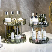 Makeup Organizer 360 Rotating Dresser Storage Rack Bathroom Organizer Perfume Kitchen Condiment Storage Rack Tray Transparent 1