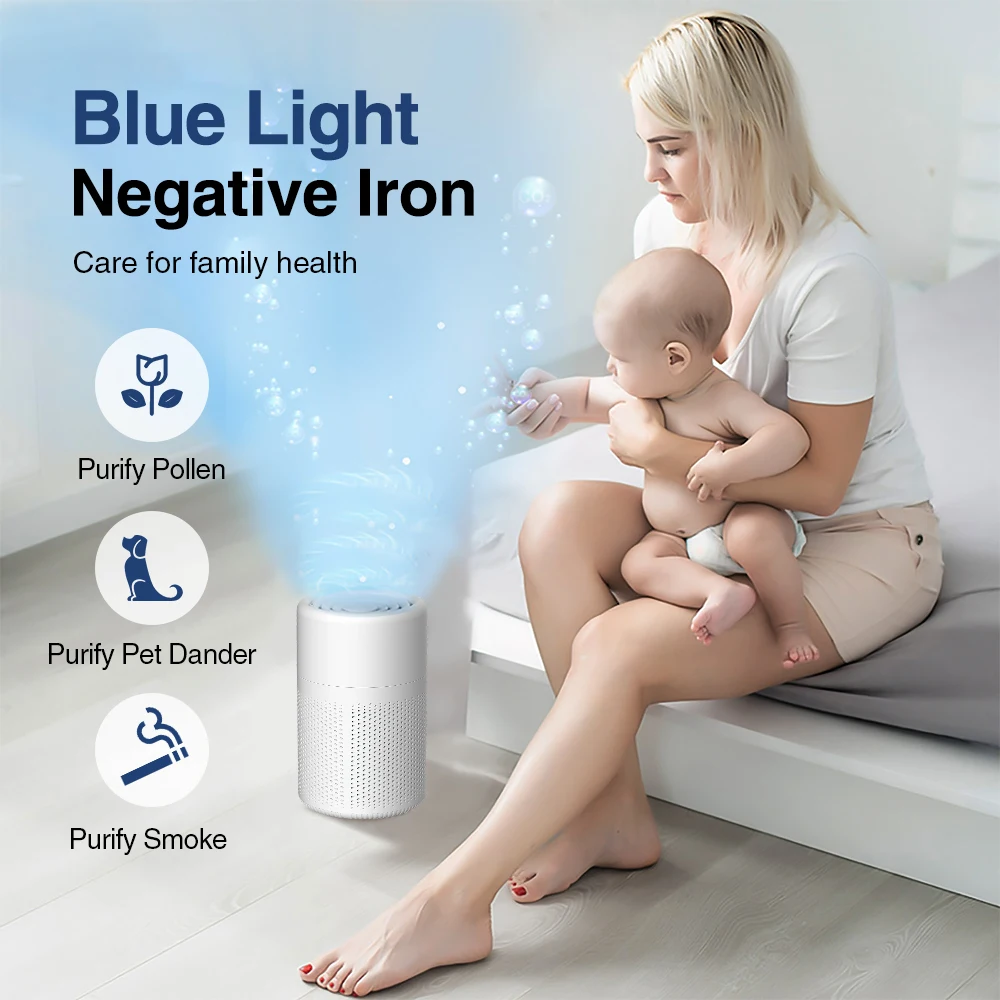 Household Desktop Air Purifier Smoke Odor Negative Ion Generator HEPA Air Purifier Purifying Air Formaldehyde for Car and Room