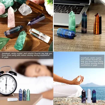 Natural Stone and Crystals Point Wand Witchcraft Rose Quartz Amethyst Home Decoration Mineral Stones Crafts Room Aquarium Decor 3