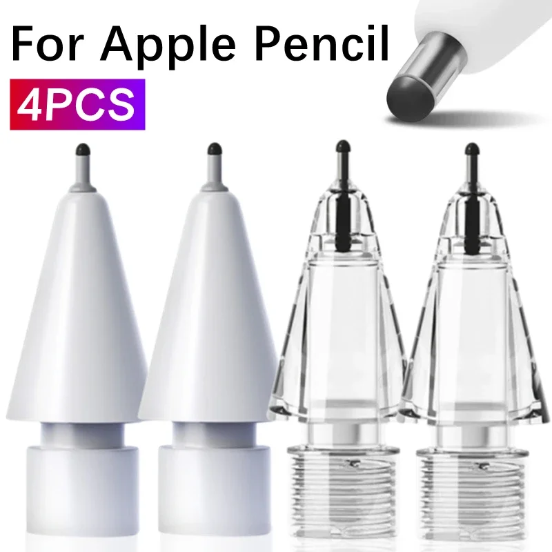 

1/4Pcs Silicone Pencile Tips for Apple Pencil 1/2 Wear-Resistant 4B 2B Replacement Stylus Pen Tip for iPencil 1/2 Mute Spare Nib
