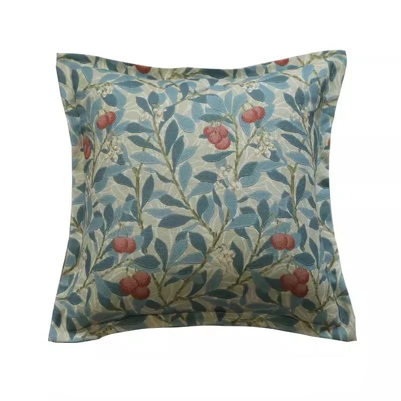

Retro pastoral style blue green printed cushion cover flower bird throw pillow cover back pillowcase