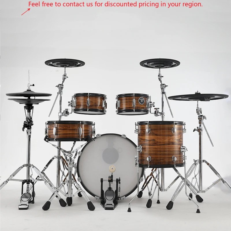 Lemon Drum T950 Dark Wood Grain/sparkle Black Without Module For Electronic Drum Set