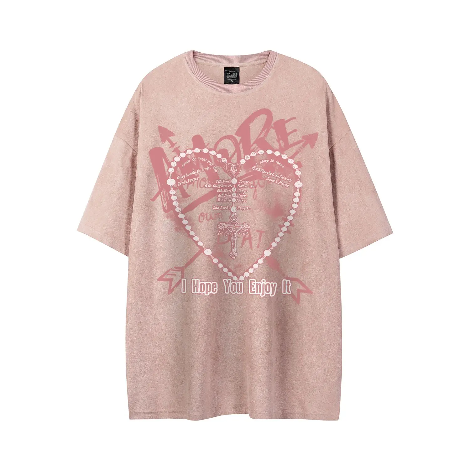 

Fashionable American Fresh Love Printed T-shirt Summer Couple Y2K Street Personalized Hip Hop Sports Oversized T shirt top
