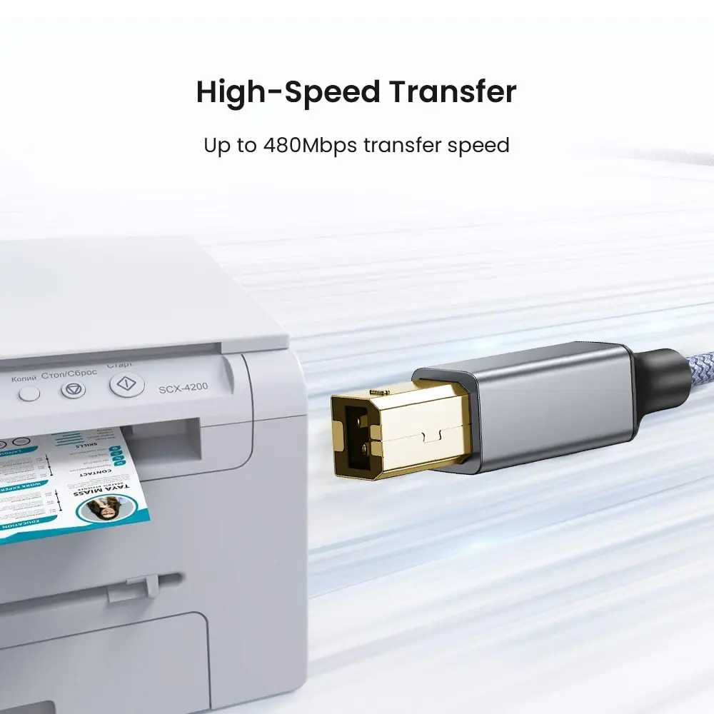 Premium Nylon Braided USB-C Printer Cable