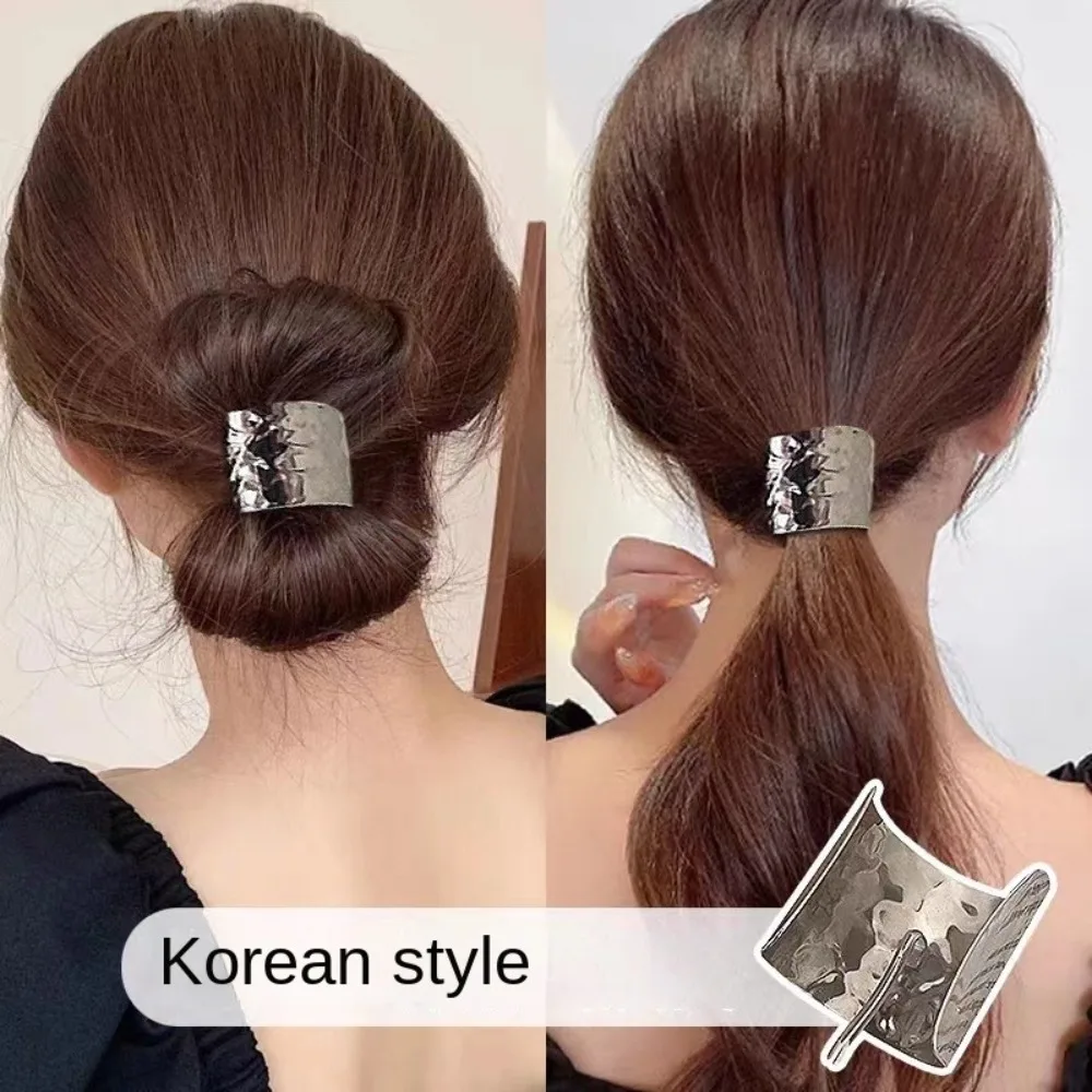 2024 koreanische Metall unregelmäßige konkav-konvexe Lava Einsatz Haarnadel für Frauen Retro hochwertige Pferdes chwanz halter Haarnadel Kopfschmuck – Detail 2