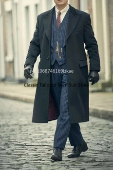 4 pezzi (cappotto + giacca + gilet + pantaloni) a strisce di lana a spina di pesce tweed inverno uomo vestito per matrimonio maschio formale sposo smoking moda 1