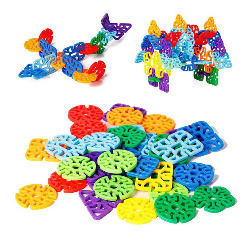 building blocks toys 20Pcs 3D Snowflake Building Blocks Geometric Shapes Educational Montessori Toys For 3 4 5 6 Year Old Bloques De Construcci&oacute;n