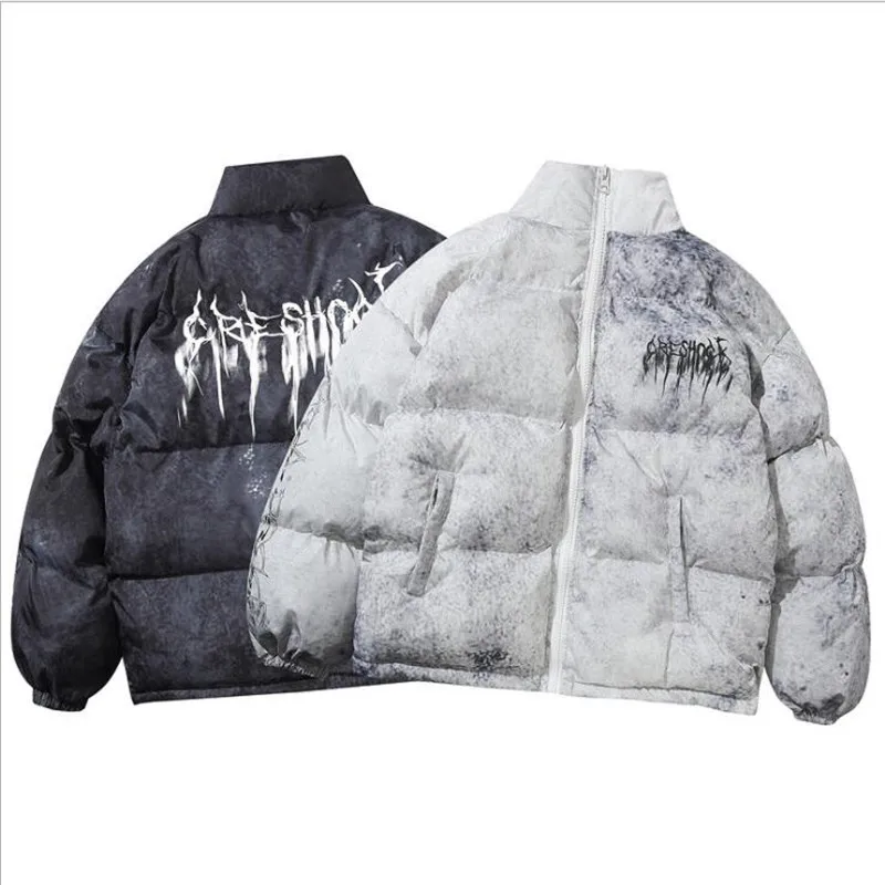 

Куртка-бомбер мужская с подкладкой, уличная одежда в стиле хип-хоп, хлопковая парка в стиле Харадзюку, зимний пуховик в стиле оверсайз с граффити