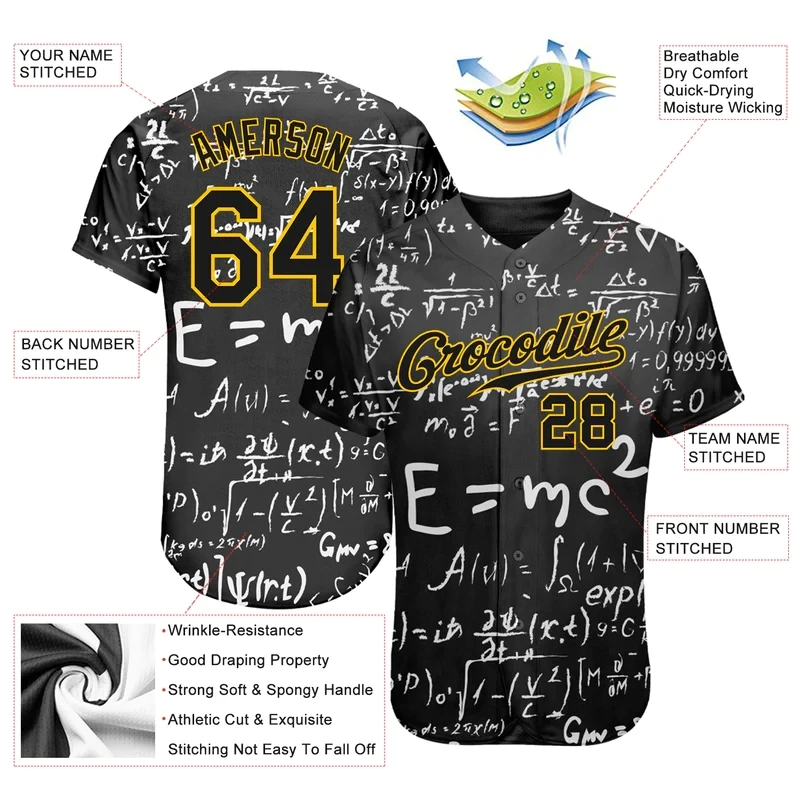 PATTERN DESIGN MATH Custom Baseball Jersey Men and Women Section Shirt 3D Printed Shirt Casual Team Shirts Hip Hop Unisex Tops