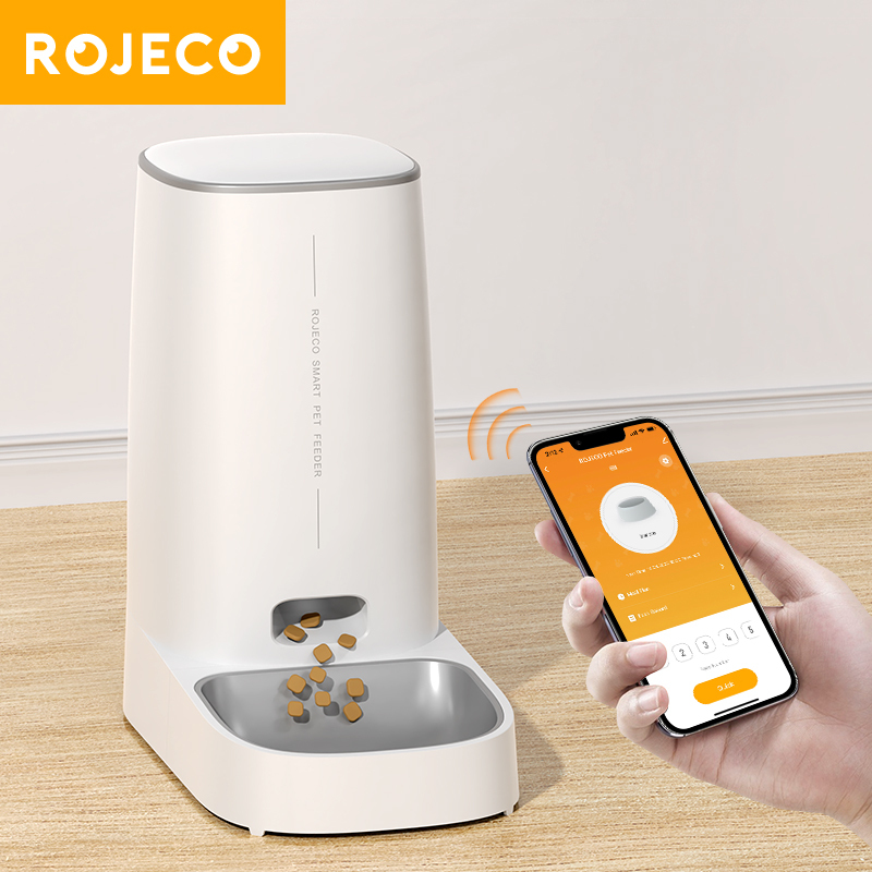 ROJECO Automatic Cat Feeder Pet Smart WiFi Cat Food Kibble Dispenser Remote Control Auto Feeder For Cat Dog Dry Food Accessories