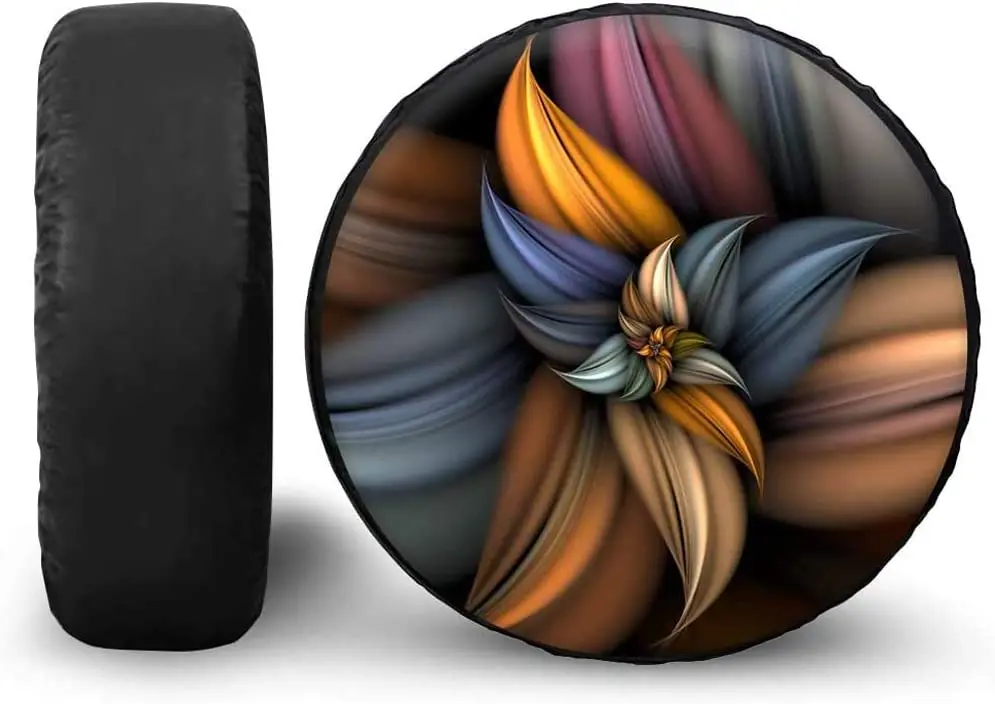 

Brown Abstract Art Floral Print Tire Bag for RV Wheel,Motorhome Wheel Covers Waterproof Sun UV Tires Protector