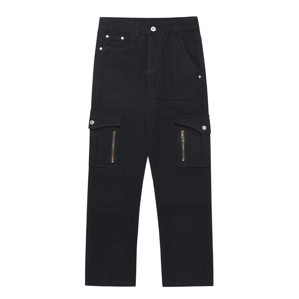 

New Multi-Pocket Casual Trousers for Men Military Tactical Cargo Pants Outdoor Hiking Trekking Bottom Clothes Jeans Black
