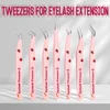Eyelash Tweezers Pink Strawberry Stainless Steel Superhard Tweezers For Lash Extension High Precision Anti-Static Makeup Tweezer 1