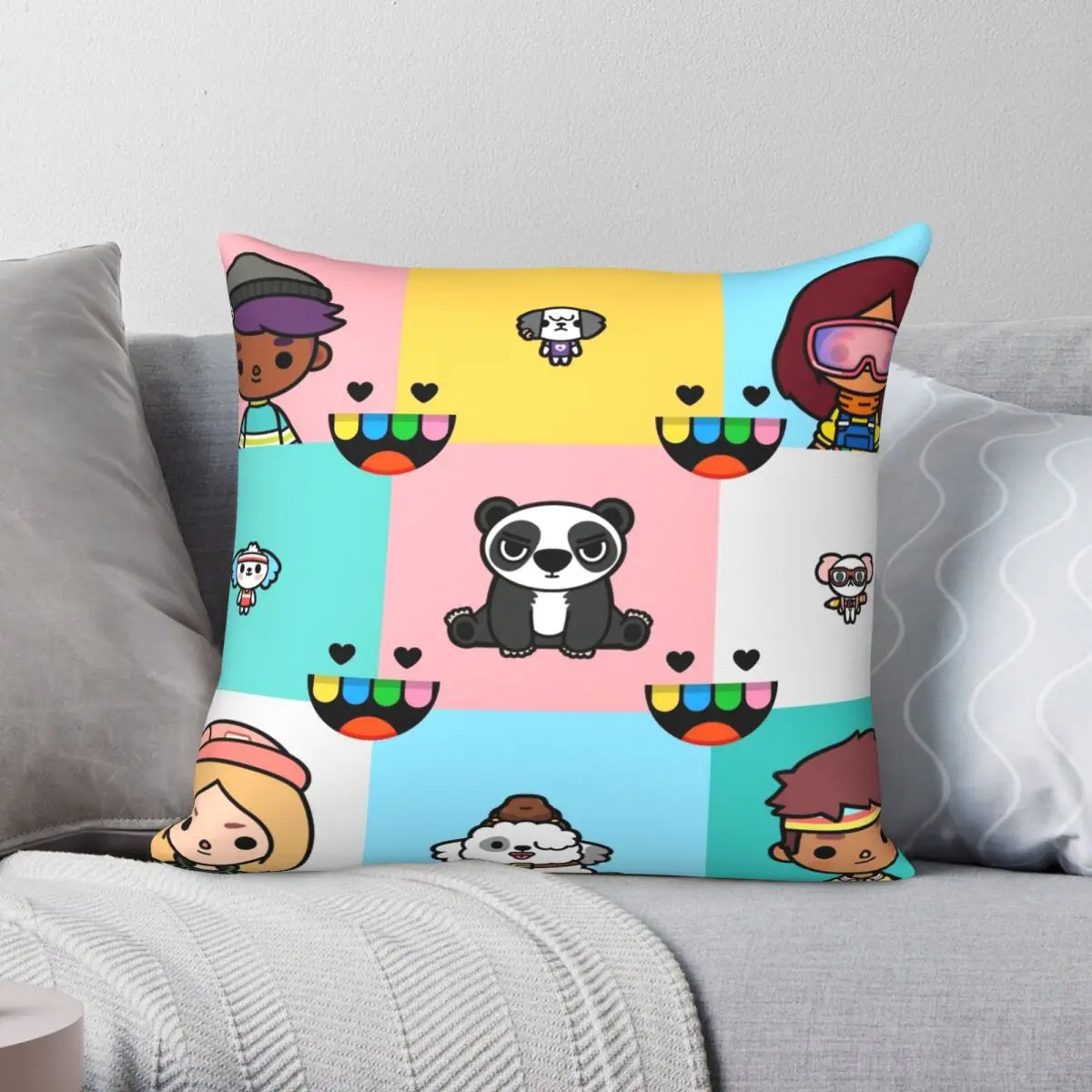 Toca Boca Square Federa Poliestere Lino Velluto Creativo Zip Decor Divano Seater Federa All'Ingrosso