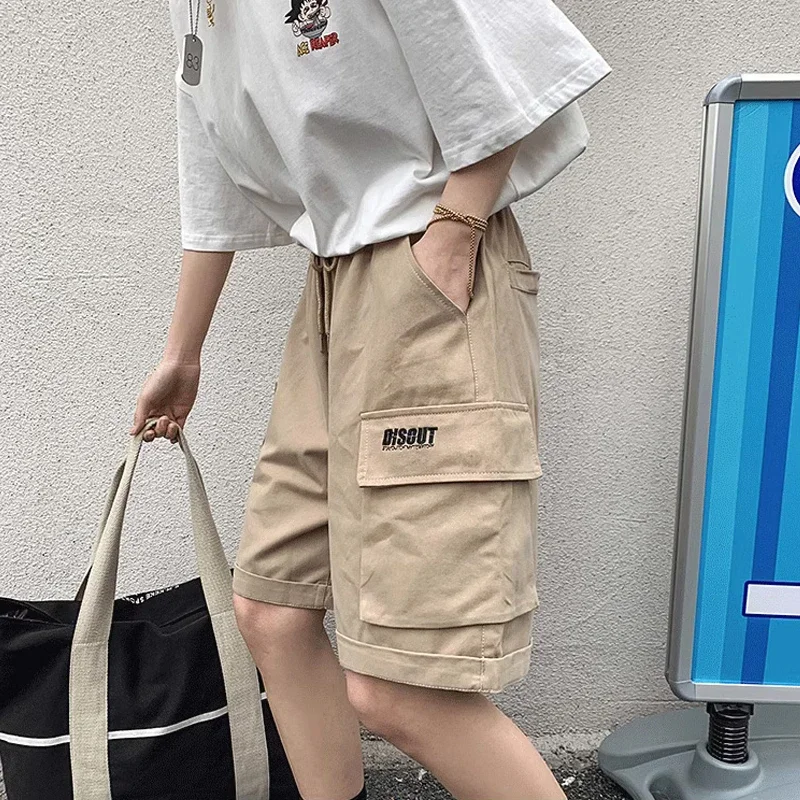 

Cropped Pants Men's fashion ins plus-size loose-fitting trend all-in-one cargo shorts thin 5 casual pants men