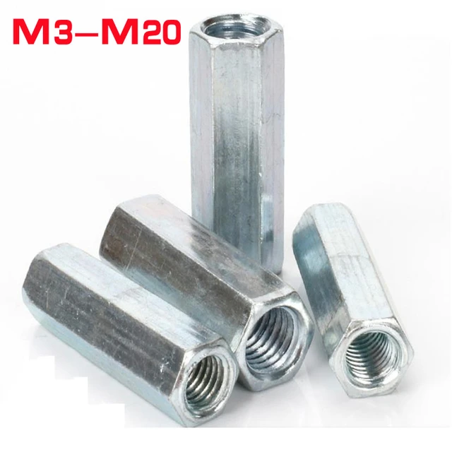 110PCS M3 M4 M5 M6 M8 M10 M12 M14 M16 M20 Rod Coupling Hex Nut steel