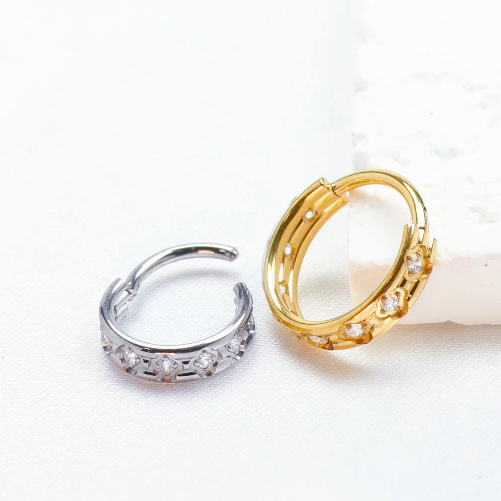 F136 Titan Piercing Clicker Helix Nasenring Knorpel Tragus Zirkon Septum 16g Ohrringe Klapp segment Körpers chmuck für Frauen