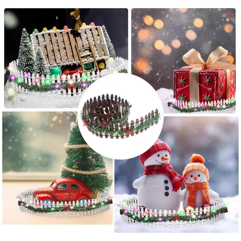 Christmas Tree Fence Decoration LED Handmade rattan wooden fence New Year Party Home Garden Holiday Indoor Decor garden fence