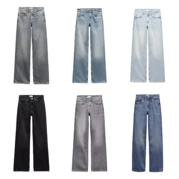 Z1975 taille droite jean long 2025 traf automne/hiver nouveau produit de lavage y2k jean classique pour les femmes 1