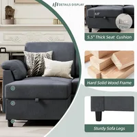 Convertible Sectional Sofa Couch, 3 Seat L Shaped Sofa with Removable Pillows Linen Fabric Small Couch Gray Children's Sofas 1