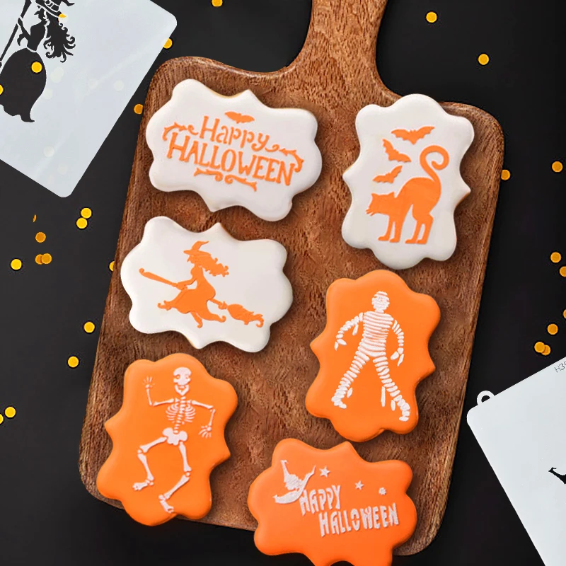 Description Picture 4 of itemHalloween Cookie Coffee Spray Stencil Template Biscuit Cutter Fondant Cake Mold DIY Halloween Party Decoration Baking Tool Favor