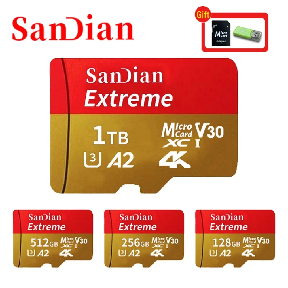 Micro SD Card Class 10 128gb 256GB 512GB 1TB for Phone/Cameras with Adapter