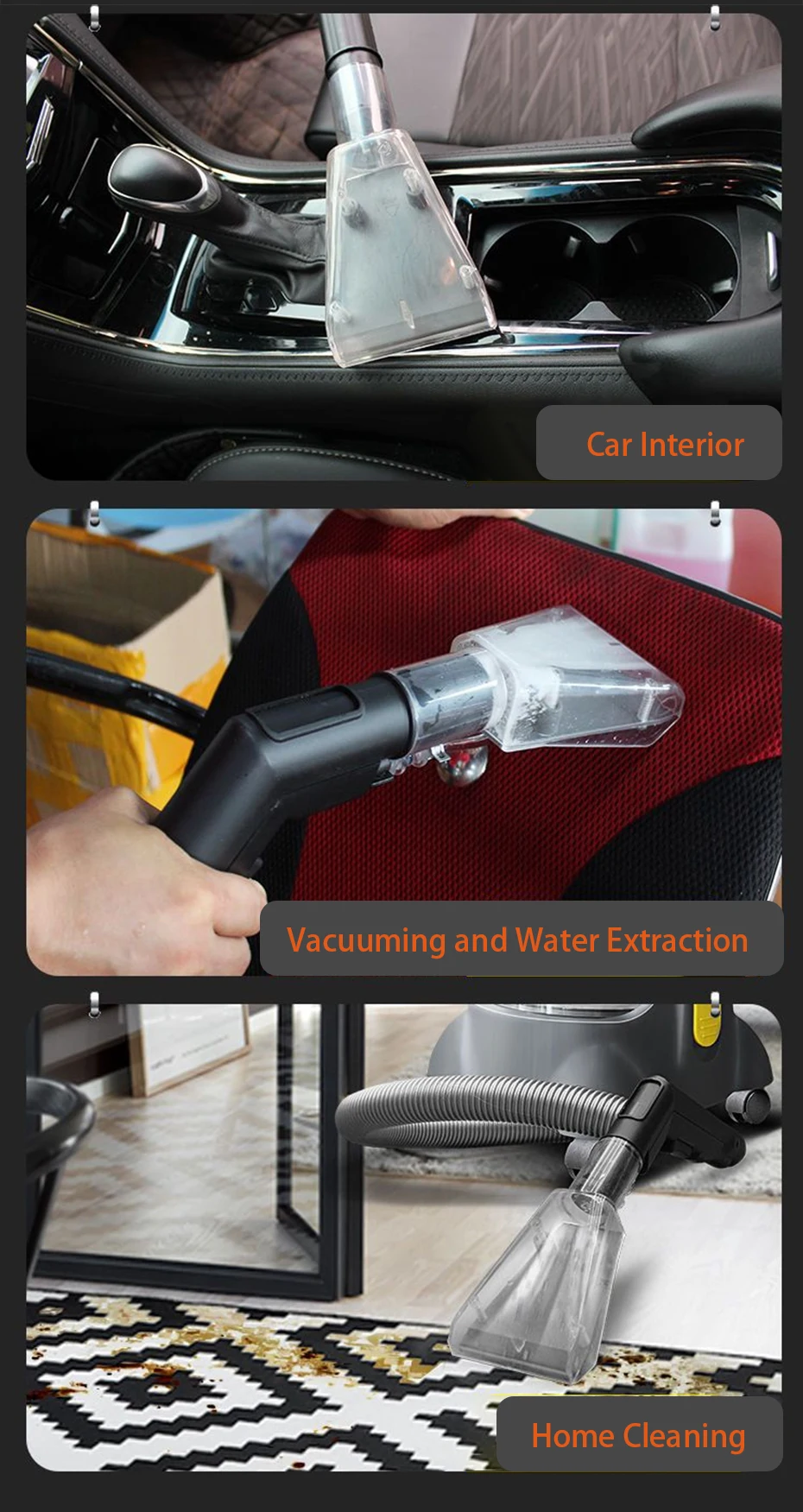 1400W Car Spray Vacuum Cleaner High Power 3-in-1 Carpet Extractor Upholstery Cle