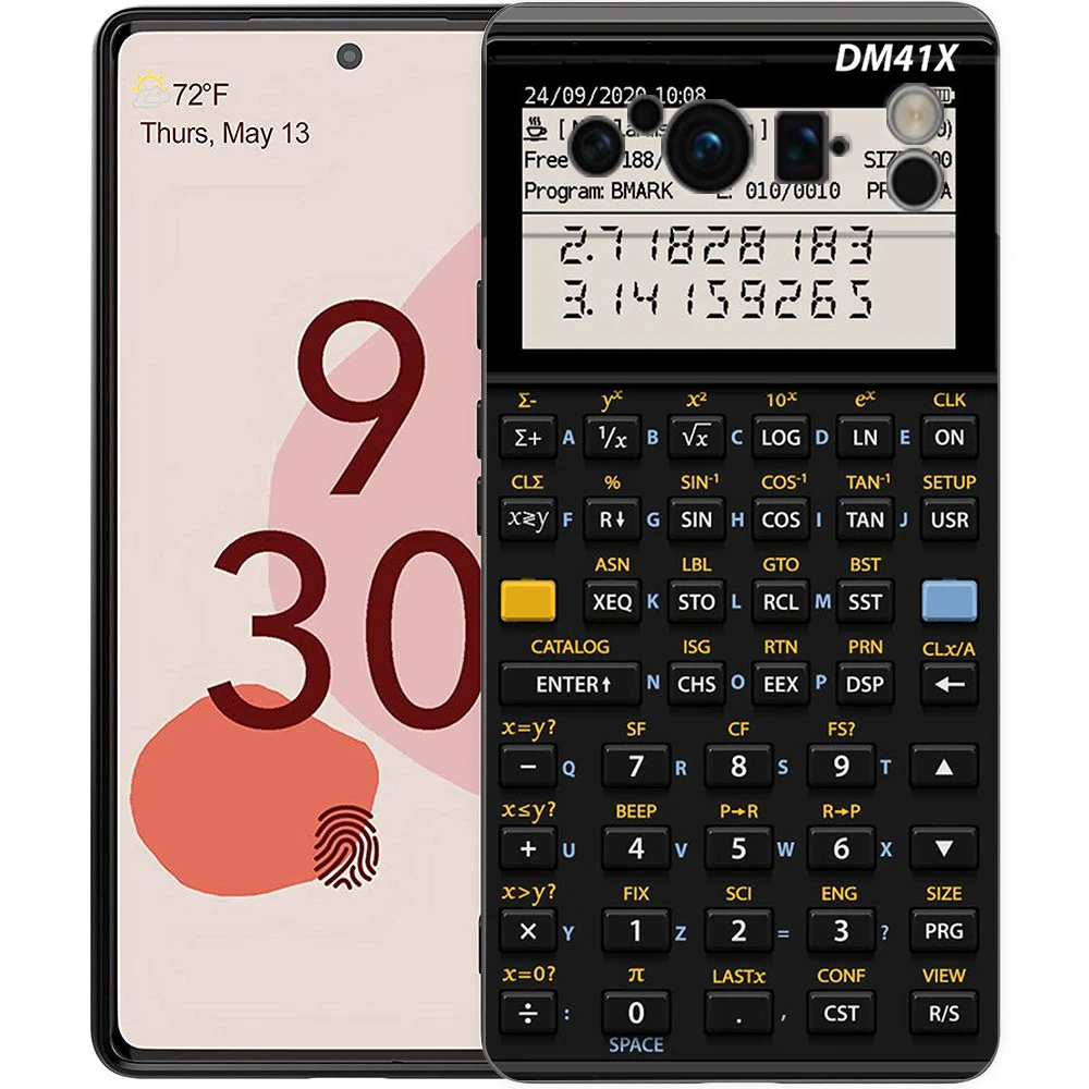 Vintage Calculator Design Shockproof TPU Phone Case - Soft Black Cover