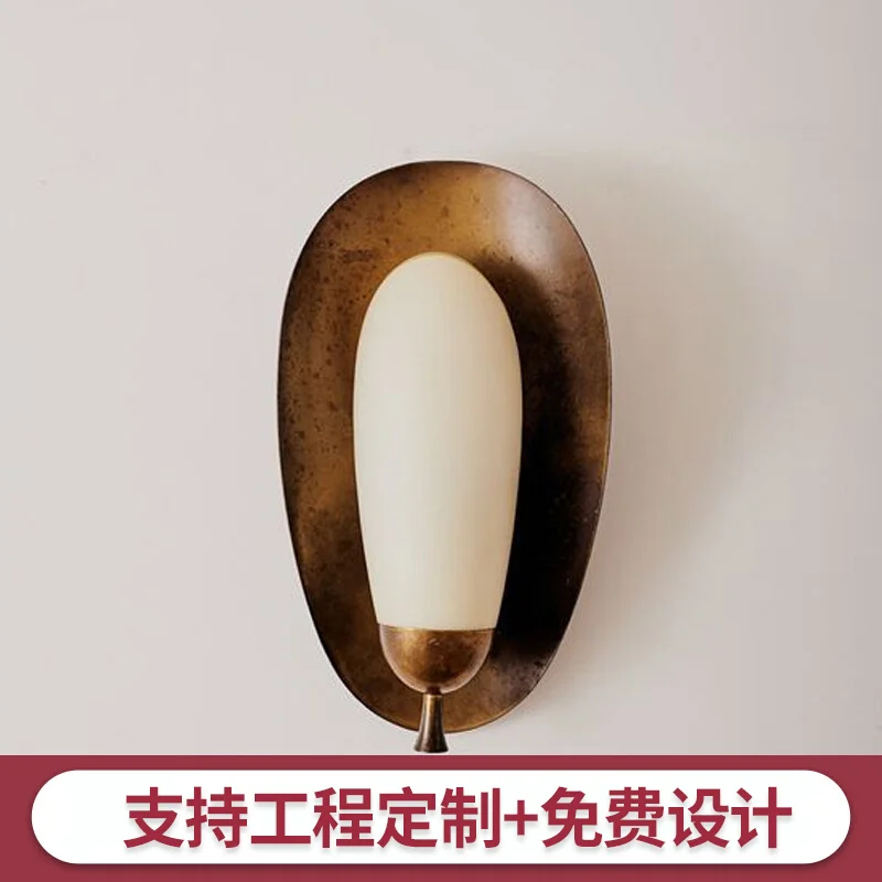 

Post-modern duplex luxury villa living room study simple B&B bedroom bedside creative copper marble wall lamp