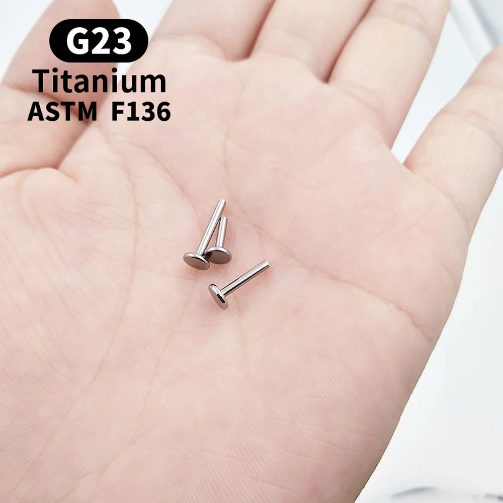 10/50pce14G 16G 20G Labret Lip Piercing Ring Earring Base Lip Body Jewelry Plug-in Base G23 ASTM F136 Titanium Wholesale 2