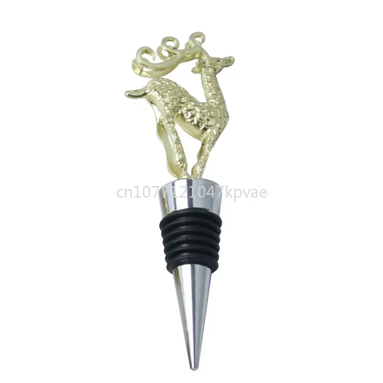 

Machining custom zinc alloy deer head red wine stopper creative christmas gift seal silicone wine race christmas wine stopper