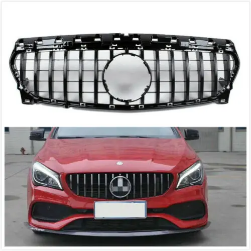 

For Mercedes Benz CLA Class W117 C117 2013-2016 CLA250 CLA45 AMG GT Style Black Grill Front Grille Upper Bumper Hood Mesh Grid