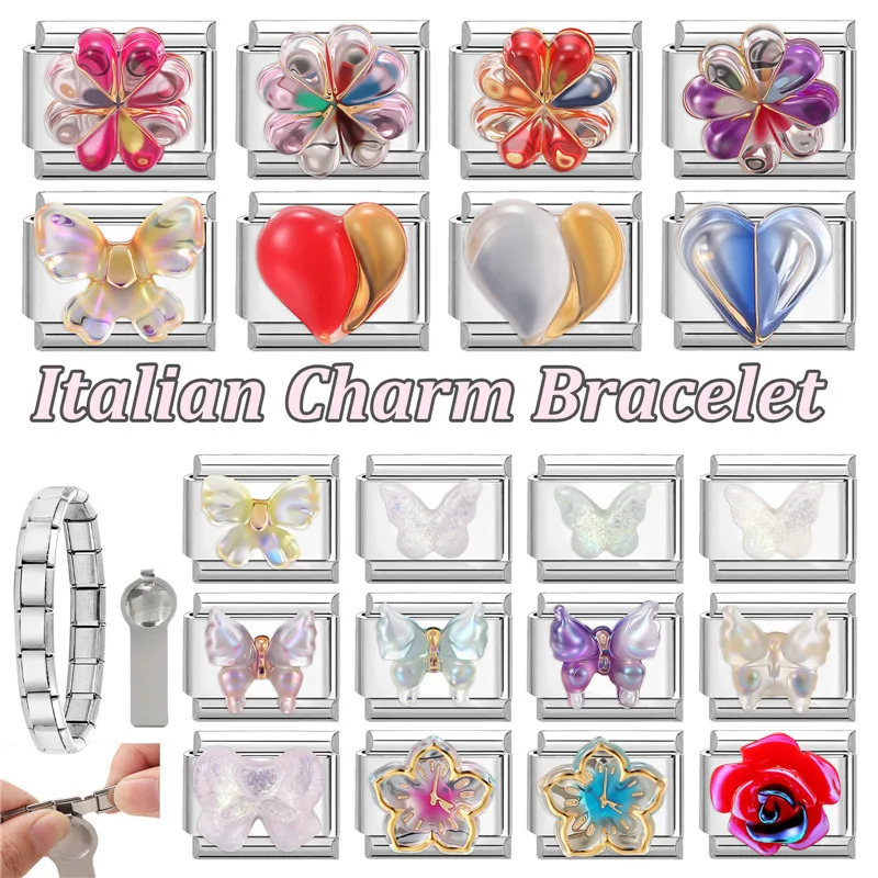 Butterfly Heart Bracelet Stainless Steel Link DIY Jewelry Accessories