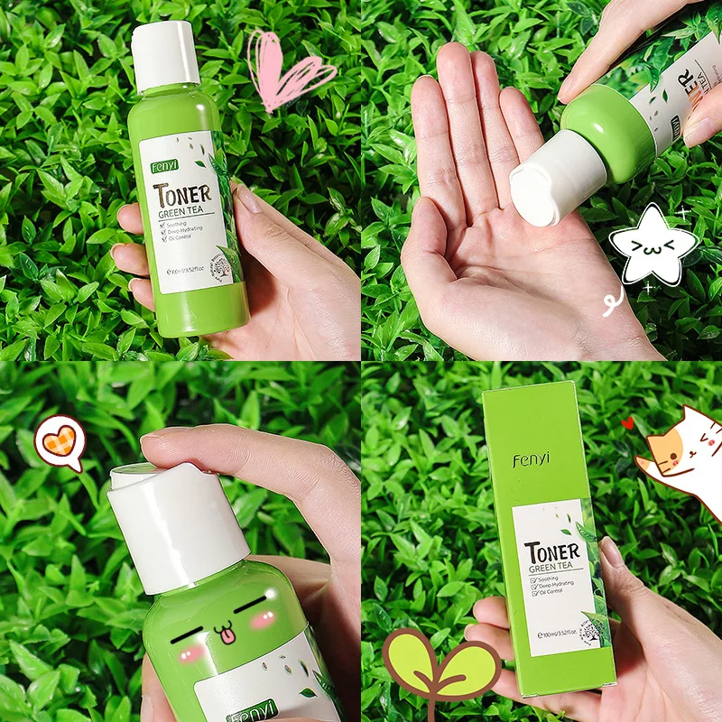 Green Tea Face Tonic Hydration Smooth Facial Toner Skin Care Oil Control Nourishing Moisturizing Brightening Soften Skin toner remove acne