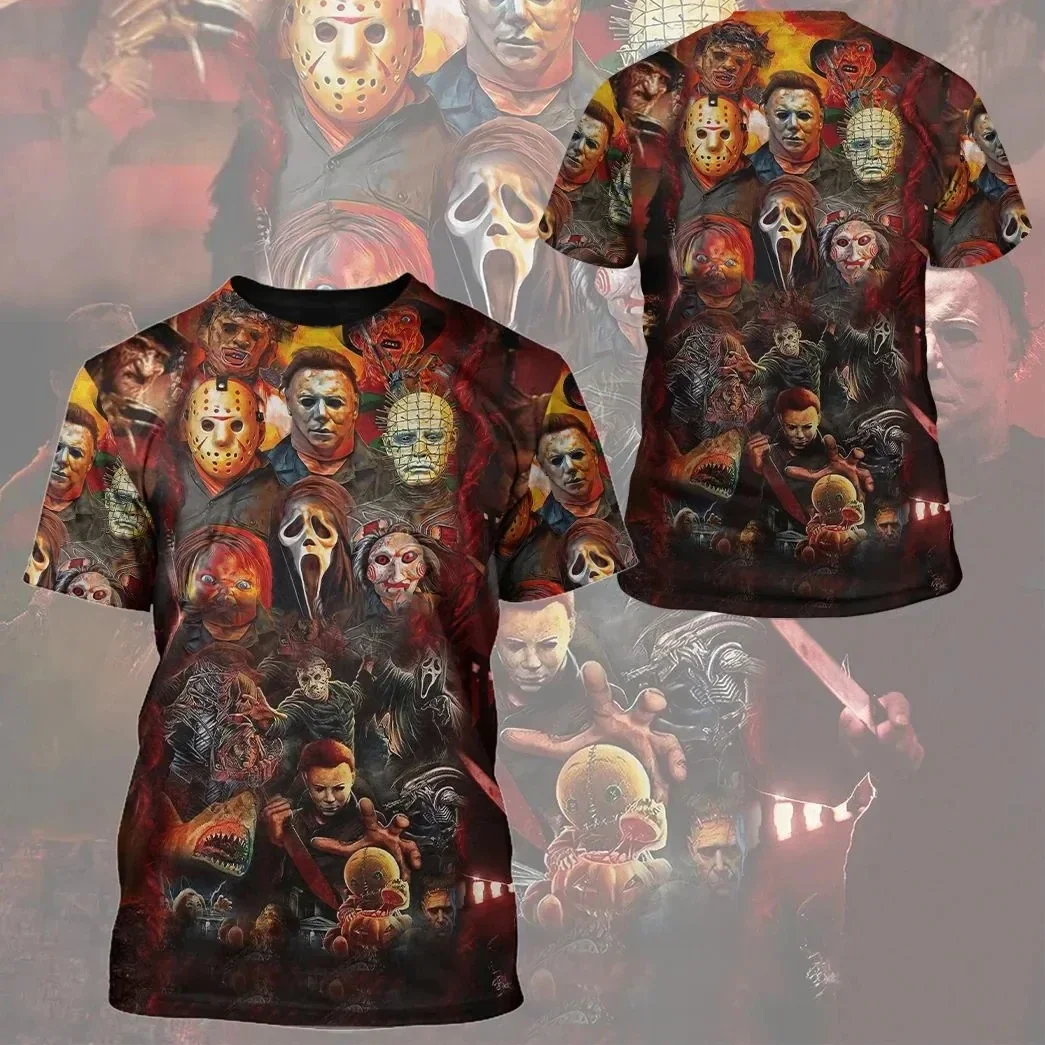 

Halloween All Horror Movie Characters 3D Printed Stylish Male T-shirt Role Playing Costume Summer Ununex Casual Cool T-shirt