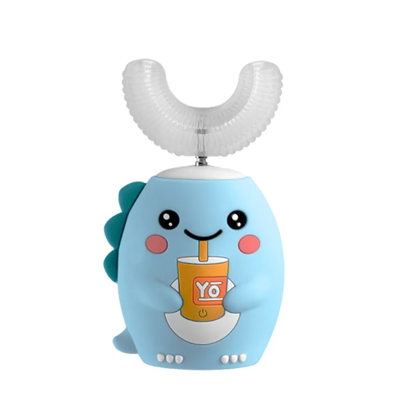Cepillo de dientes eléctrico ultrasónico automático en forma de U para niños, bonito cepillo de dientes sónico para niños con dibujos animados, impermeable, recargable por USB