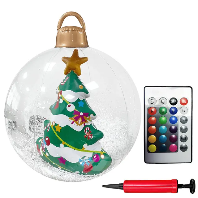 24 Inch Inflatable Christmas Balls New Years Christmas Ornaments with Lights PVC Giant Inflatable Christmas Balls