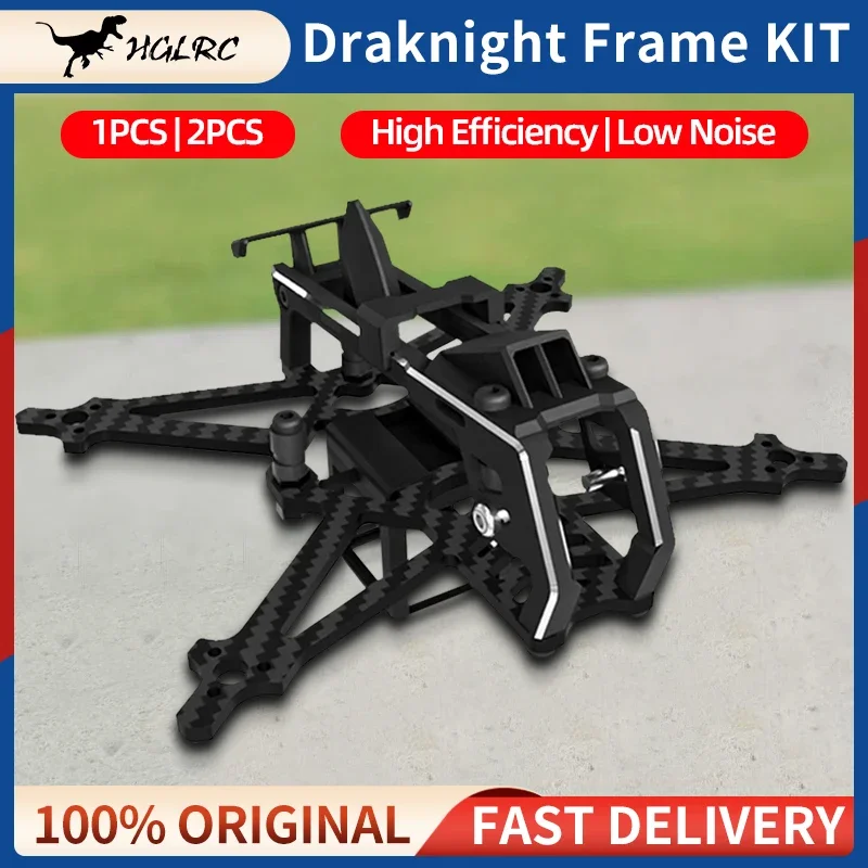 Vue éclatée du kit châssis HGLRC Draknight 2 pouces avec vis et entretoises, cadre micro pour drone FPV